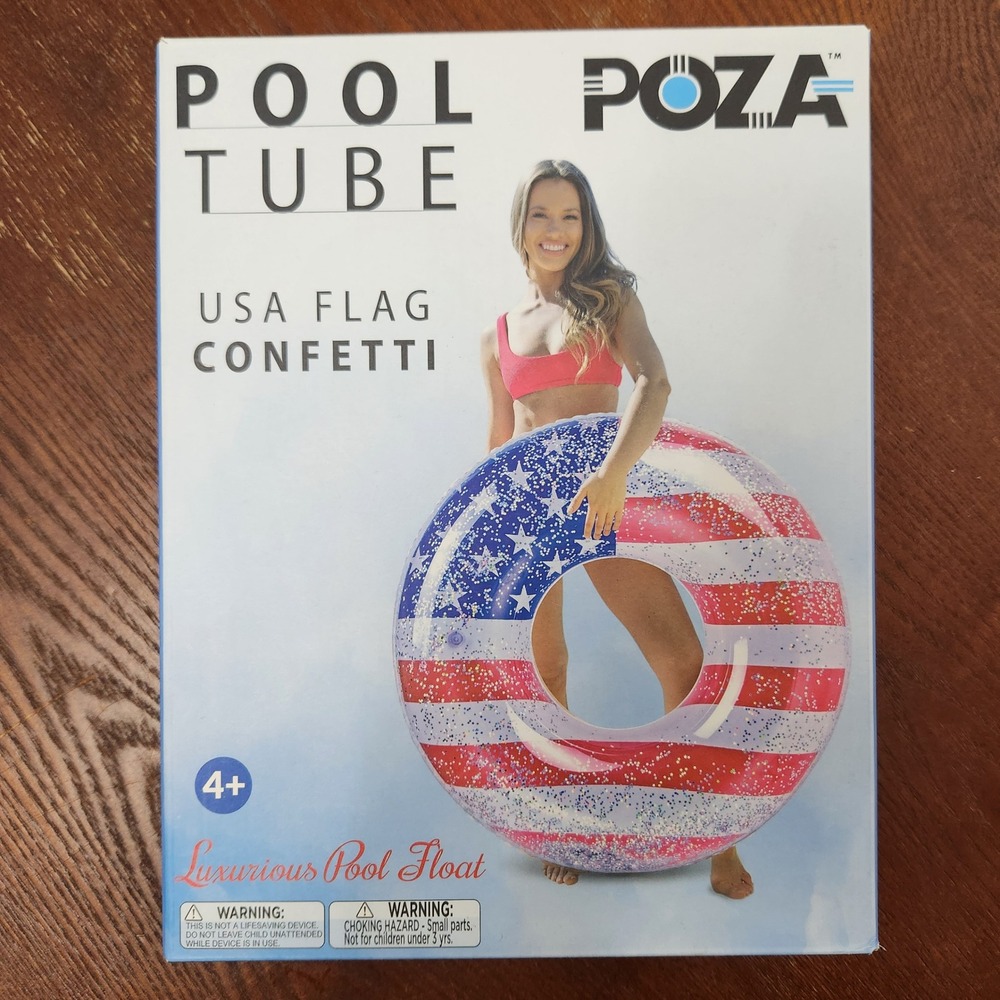 American Flag Glitter Confetti Pool Inner‎ Tube NIB